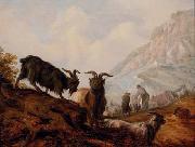 Peasants and goats in a mountainous landscape Jacobus Mancadan